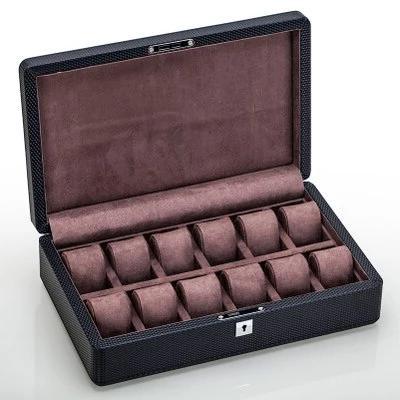 CARBON FIBER WATCH BOX WITH LOCK <br/>12 SLOTS