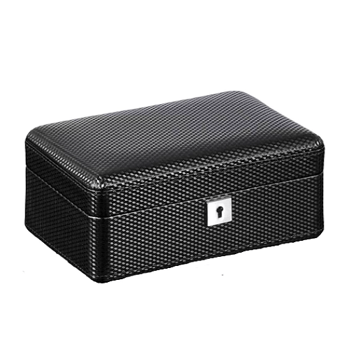 CARBON FIBER WATCH BOX WITH LOCK<br/>3 SLOTS