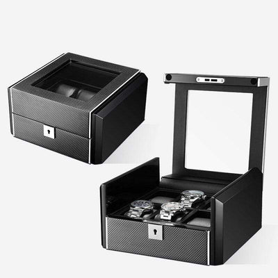 CARBON WATCH BOX WITH LOCK<br/> 6 SLOTS