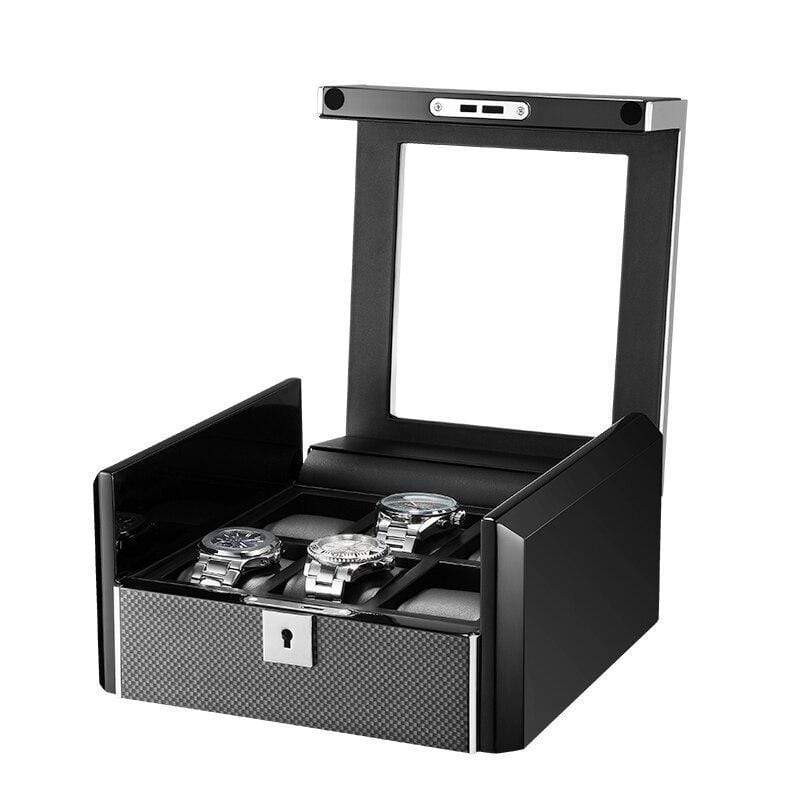 CARBON WATCH BOX WITH LOCK<br/> 6 SLOTS