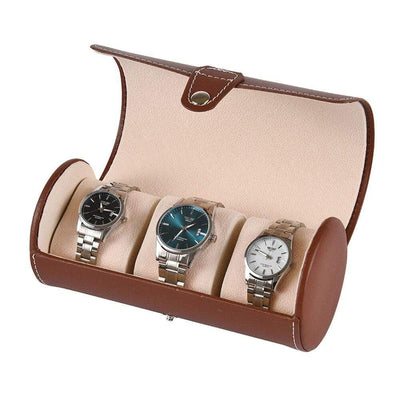 CYLINDRICAL LEATHER WATCH CASE <br/>3 SLOTS