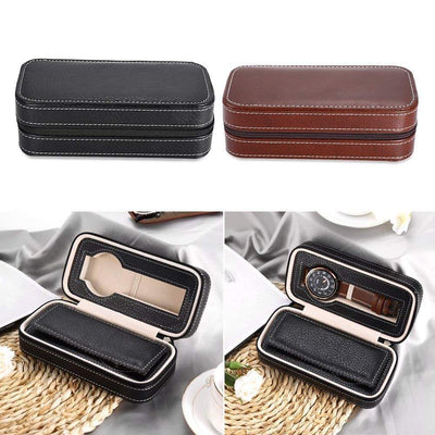 LEATHER WATCH CASE <br/> 2 SLOTS