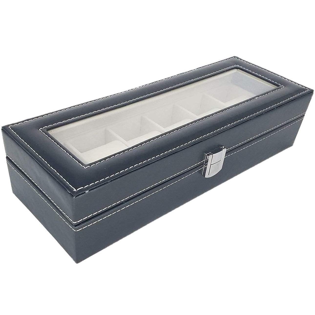 LEATHERETTE WATCH BOX <br/>6 SLOTS