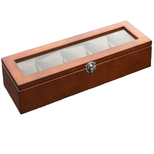 PREMIUM BROWN WOOD WATCHBOX<br/> 5 SLOTS