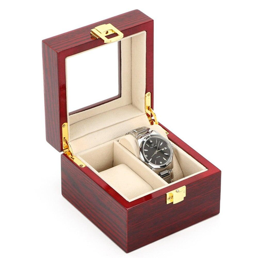 RED WOOD WATCH BOX <br/> 2 SLOTS