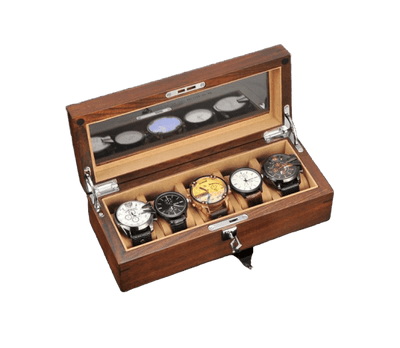 SOLID WOOD WATCH BOX <br/> 5 SLOTS