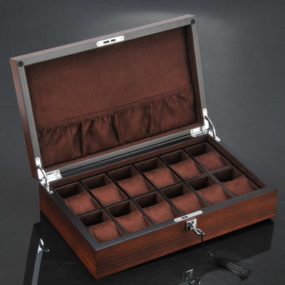 WOODEN WATCH BOX WITH POCKET <br/> 12 SLOTS